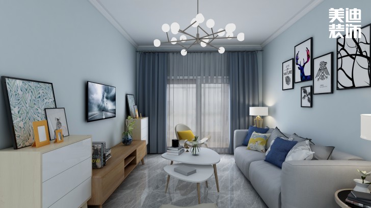 疊彩蘭亭90㎡現代簡約風裝修案例效果圖-客廳