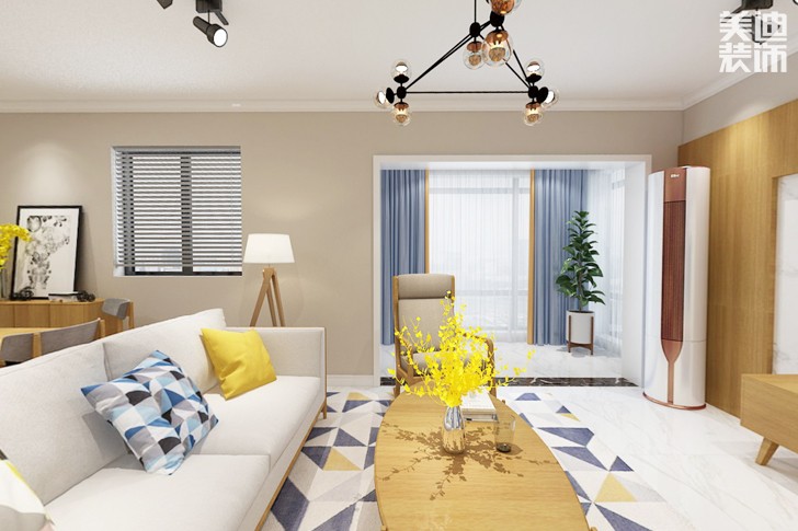 時代傾城115平米北歐風(fēng)格裝修案例效果圖--客廳