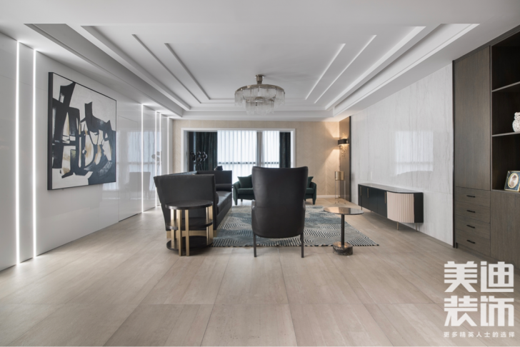 北辰定江洋180平現代簡約風格裝修案例實拍圖--客廳